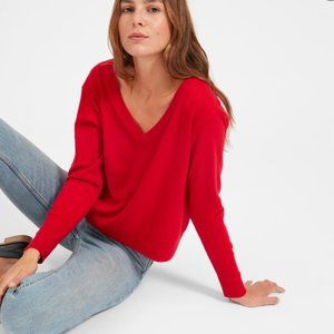 Everlane red crop cashmere v-neck sweater